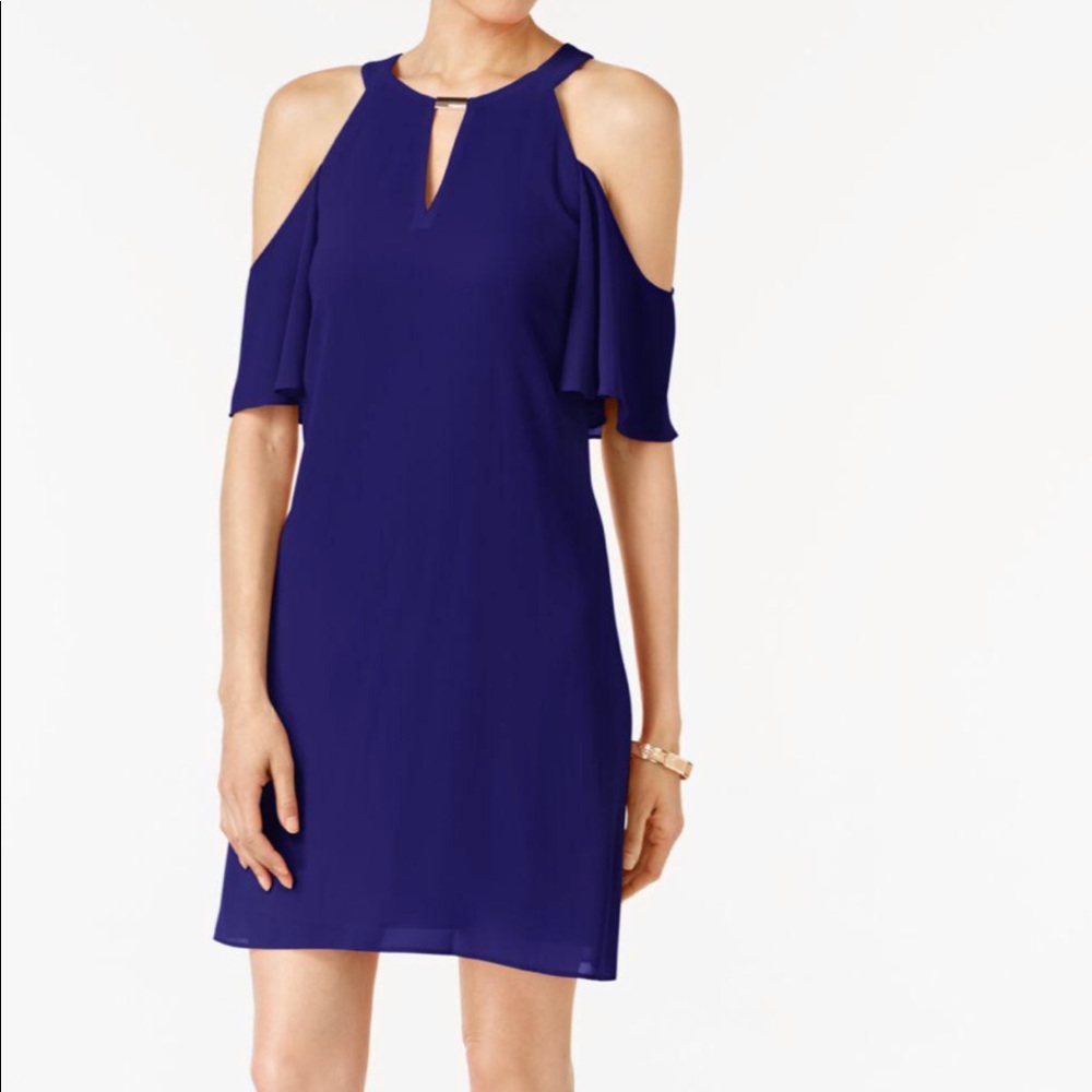 Navy blue Vince Camuto cold shoulder dress